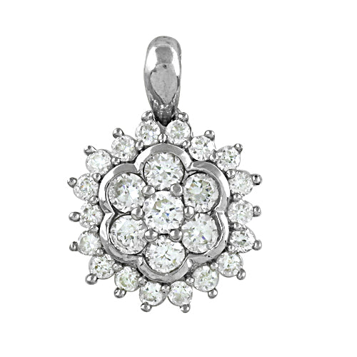Silver Flower Pendant with Cubic Zirconia | Women's Gift