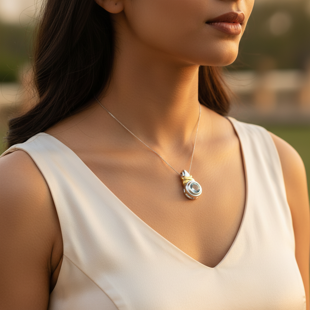 Silver Aquamarine Pendant for Women | Gemstone Jewelry Gift