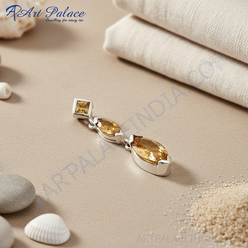 Collar con colgante de citrino en plata 925 para mujer | Regalo para uso diario