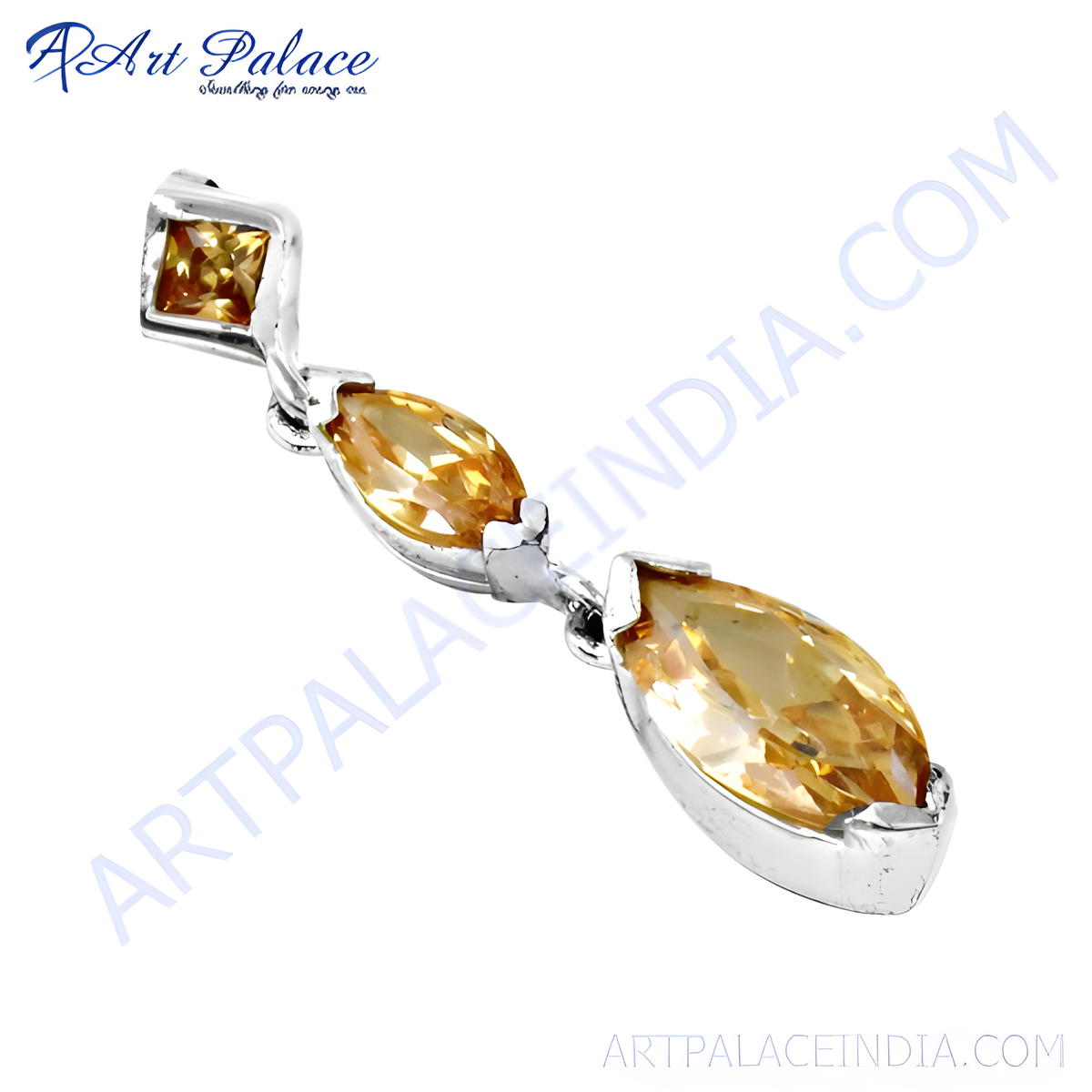 925 sterling silver citrine pendant necklace featuring marquise cut gemstones in a teardrop design