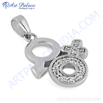 Load image into Gallery viewer, Sterling silver intersex symbol pendant with clear crystals for gender affirmation and pride.
