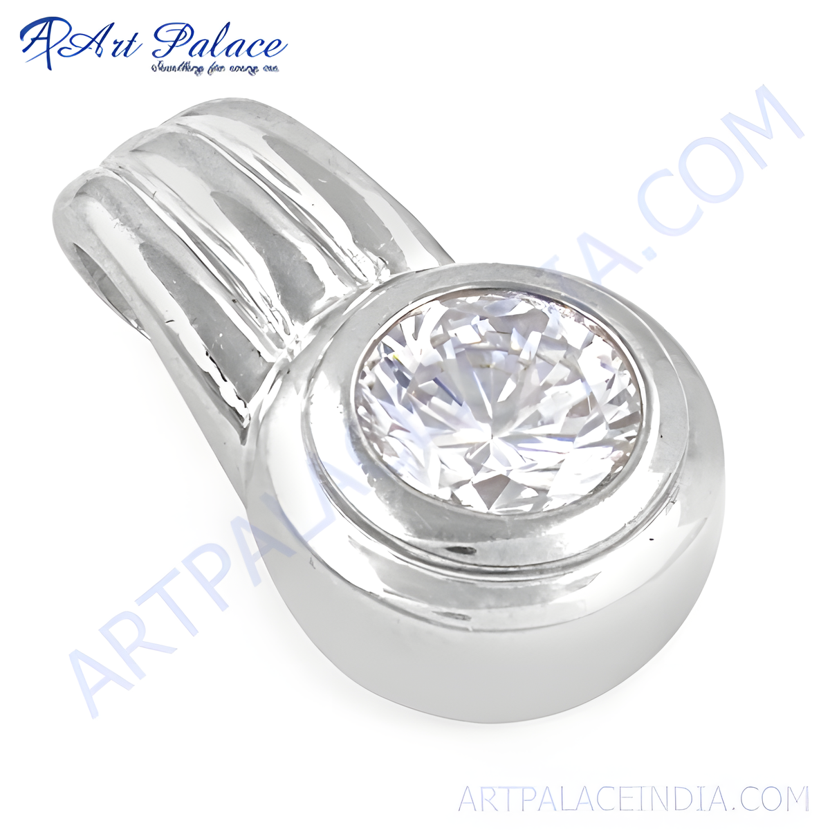 925 sterling silver cubic zirconia pendant with a bright white gemstone