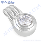 Load image into Gallery viewer, 925 sterling silver cubic zirconia pendant with a bright white gemstone.
