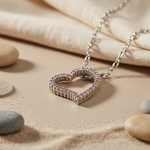将图像加载到图库查看器中， 925 Silver Pink Sapphire Heart Necklace for Women | Gift
