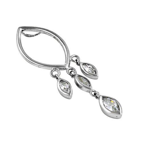 925 Silver Marquise Dangle Pendant | Women's Jewelry Gift