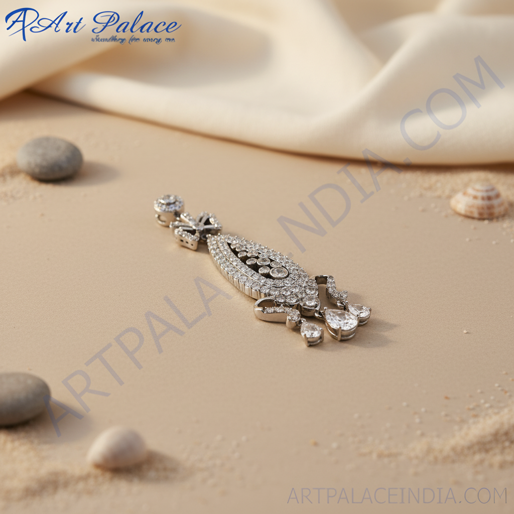 Silver diamond pendant necklace for women | elegant gift