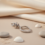 Load image into Gallery viewer, 925 Silver Bow Pendant with Diamonds and Sapphire | Women's Jewelry
