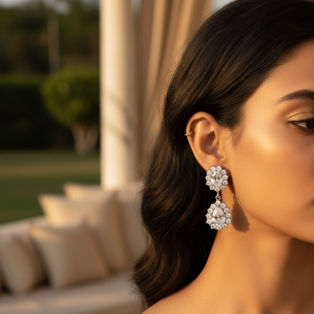 925 Silver Cubic Zirconia Dangle Earrings for Women | Gift