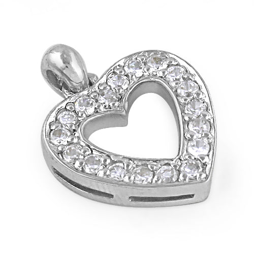 925 Silver Heart Pendant with White Gemstones | Women's Jewelry