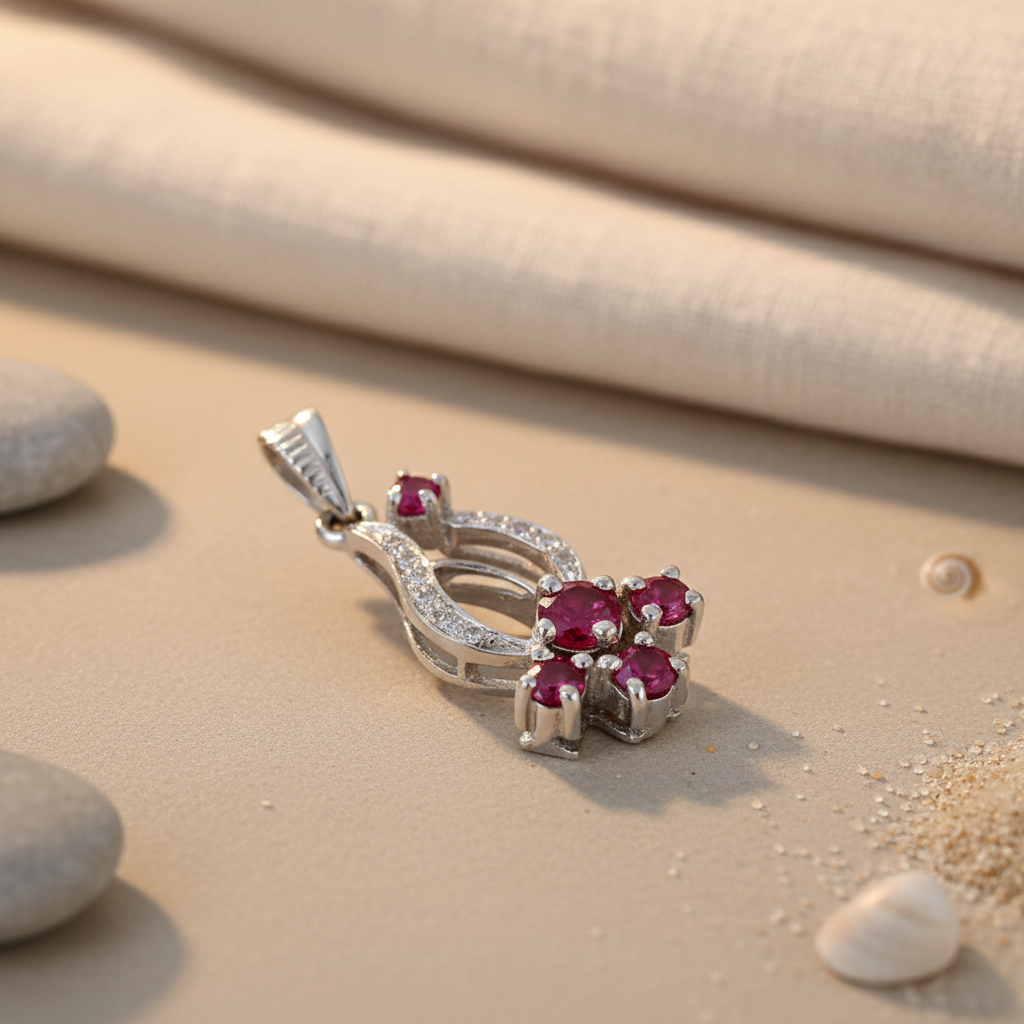Silver Ruby Pendant for Women | Ruby Jewelry Gift