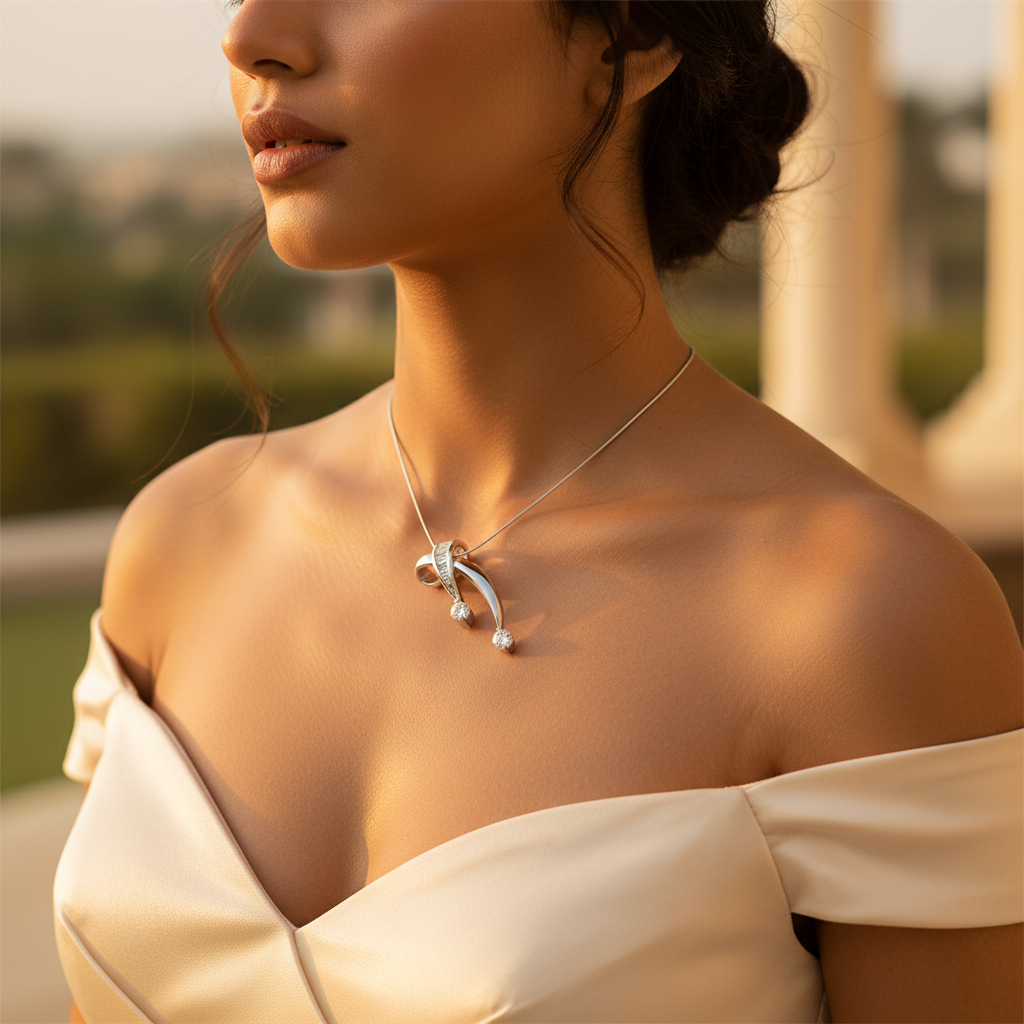 925 Silver Diamond Pendant for Women | Modern Jewelry Gift