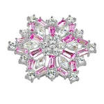 Load image into Gallery viewer, Silver Snowflake Brooch with Pink &amp; White Gemstones | Women's Gift
