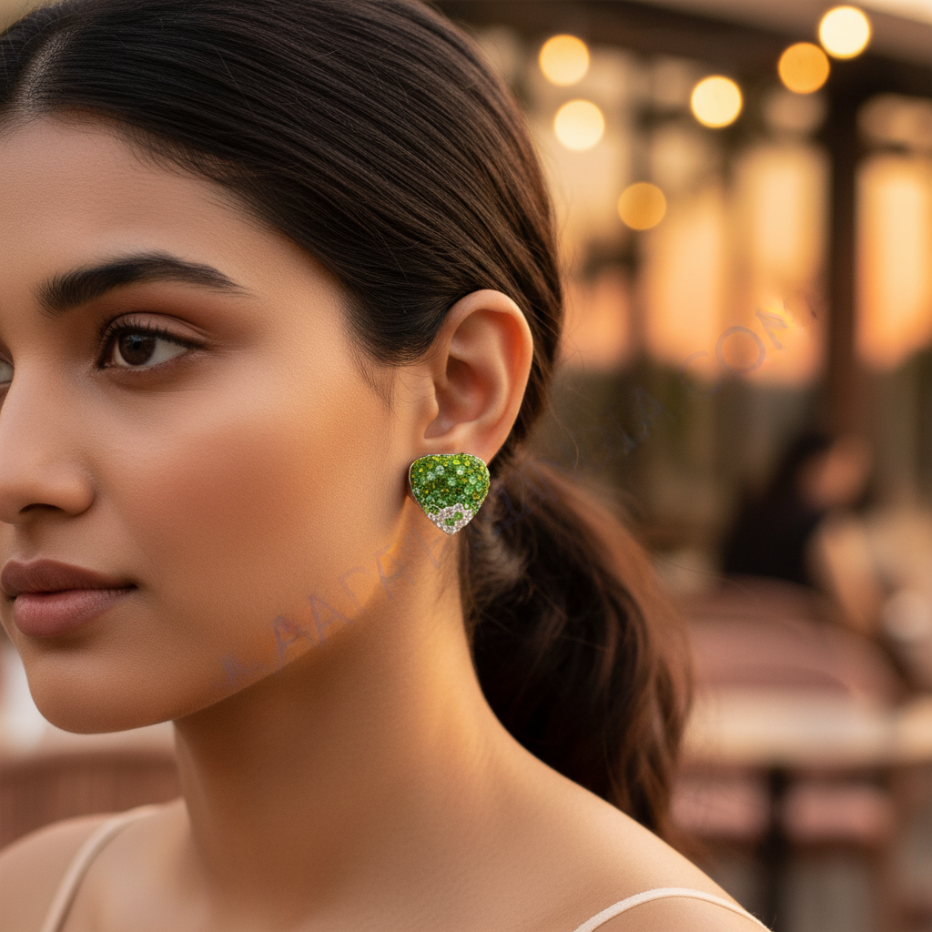 绿色水晶心形胸针 | 女士时尚首饰