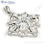 Load image into Gallery viewer, 925 sterling silver flower pendant with clear crystal accents, perfect gift jewelry
