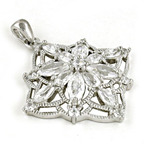 925 Silver Flower Pendant for Women | Crystal Jewelry Gift