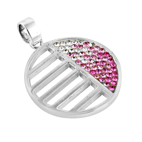 925 Silver Circle Pendant with Crystals for Women | Gift Jewelry