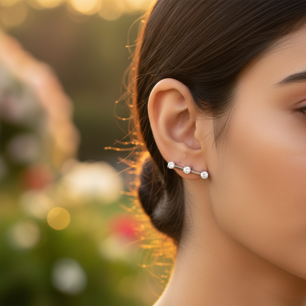 Silver Cubic Zirconia Bar Pendant for Women | Daily Wear Jewelry