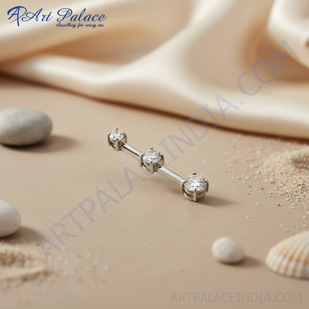 Silver Cubic Zirconia Bar Pendant for Women | Daily Wear Jewelry