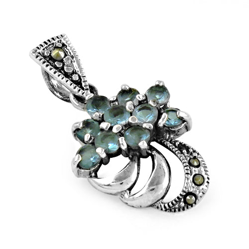 925 Silver Gemstone Flower Pendant for Women | Elegant Jewelry