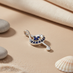 将图像加载到图库查看器中， 925 Silver Treble Clef Pendant with Blue Sapphires | Music Jewelry
