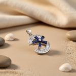 将图像加载到图库查看器中， Silver Sapphire Cross Pendant for Women | Daily Wear Necklace
