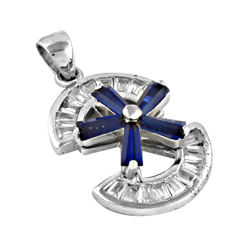 Silver Sapphire Cross Pendant for Women | Daily Wear Necklace