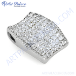 Load image into Gallery viewer, Silver cubic zirconia pendant, brilliant sparkle, women's fashion jewelry, geometric design, elegant silver charm
