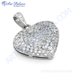 Load image into Gallery viewer, 925 sterling silver heart pendant encrusted with sparkling cubic zirconia stones for women.
