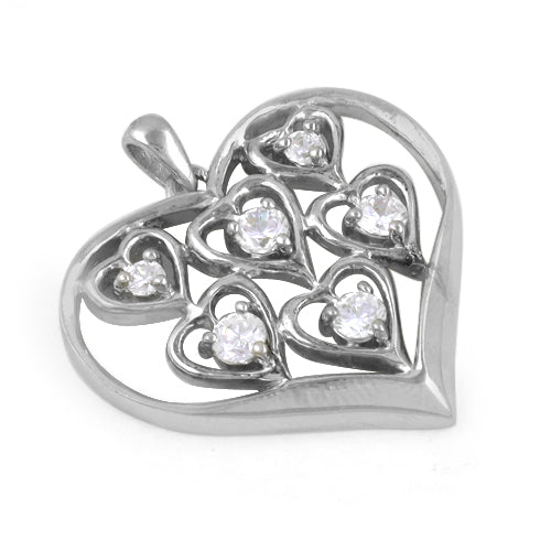925 Silver Heart Pendant with Diamonds for Women | Gift Jewelry
