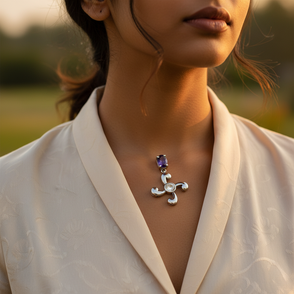 Colgante de amatista en plata 925 para mujer | Joyas con piedras preciosas