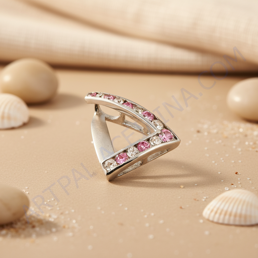 925 Silver Pink & White Gemstone Pendant for Women | Daily Wear