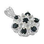 Load image into Gallery viewer, 925 Silver Sapphire &amp; White Topaz Pendant | Flower Jewelry
