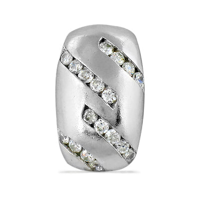 Silver cubic zirconia bead for jewelry making | diy supplies