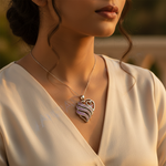 Load image into Gallery viewer, Colgante de corazón de plata con cristales rosas | Regalo de joyería para mujer
