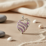Load image into Gallery viewer, Silver Heart Pendant with Pink Crystals | Women's Jewelry Gift
