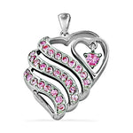 Load image into Gallery viewer, Silver Heart Pendant with Pink Crystals | Women's Jewelry Gift
