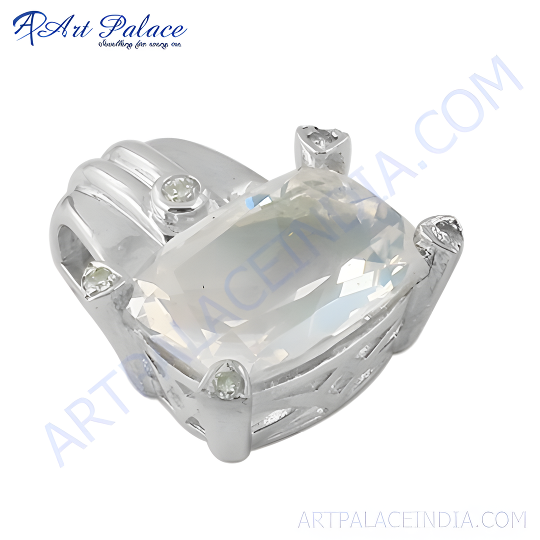 Sterling silver pendant featuring a large, iridescent moonstone gemstone for elegant daily wear.