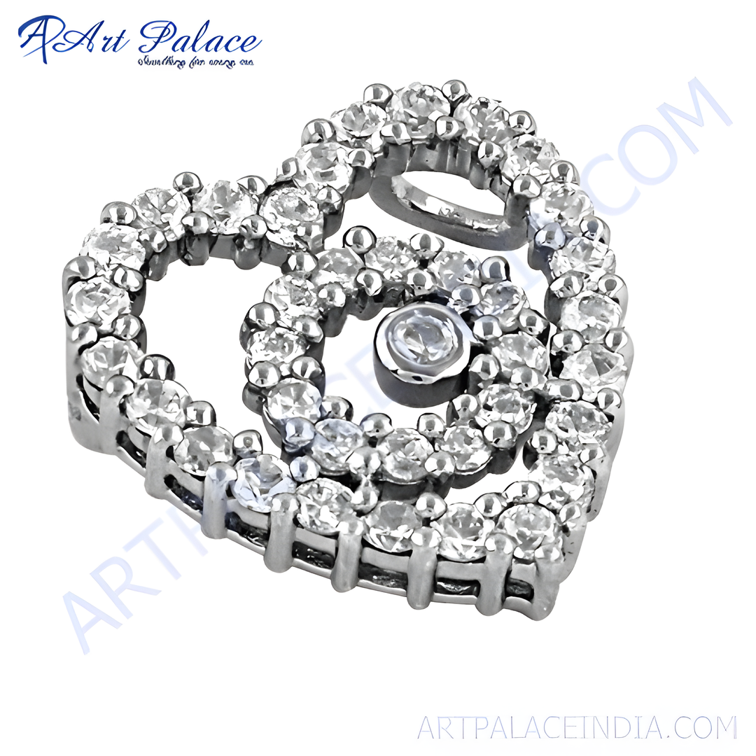 925 Sterling Silver Heart Pendant with Diamonds. Elegant and sparkling. Ideal for gifting.