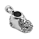 Load image into Gallery viewer, 925 Silver Baby Shoe Pendant with CZ | Gift for New Mom
