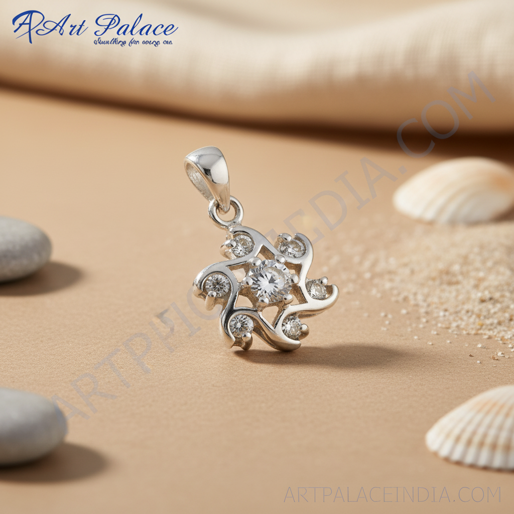 925 silver cubic zirconia flower pendant | women's jewelry gift