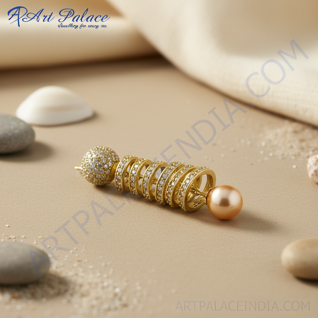 Pendientes colgantes de espiral con perla dorada | regalo de joyería para mujer