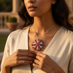 Load image into Gallery viewer, Broche de rubí y diamante | Joyería de rubí bañada en oro para mujer
