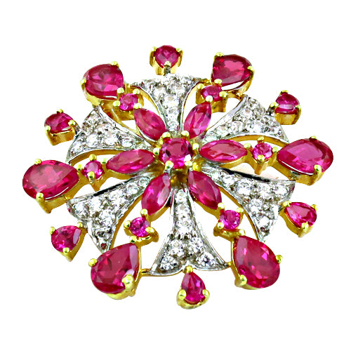 Ruby & Diamond Brooch | gold plating Plated Ruby Jewelry for Women
