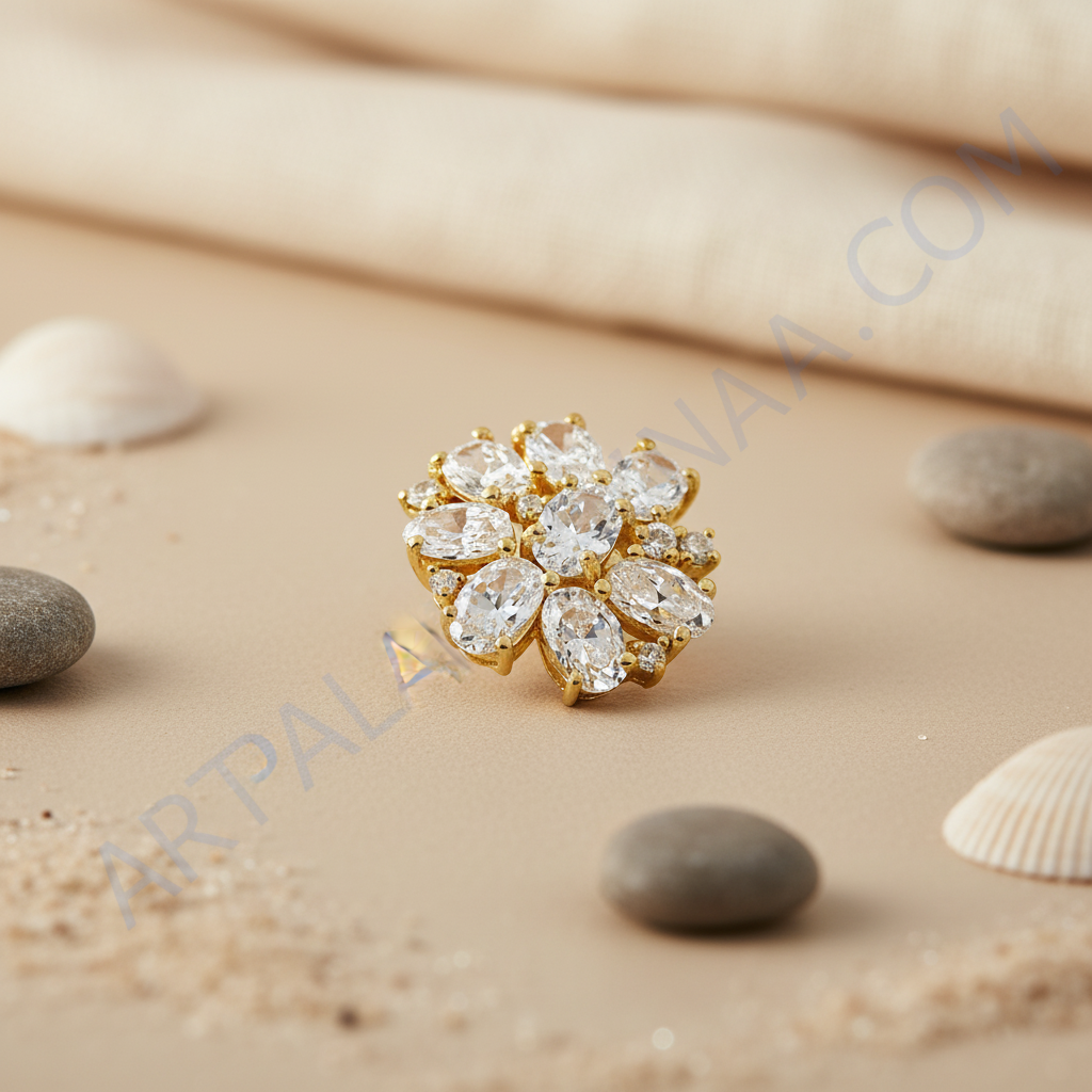 Pendientes de flor de oro | circonita cúbica | joyería para mujer