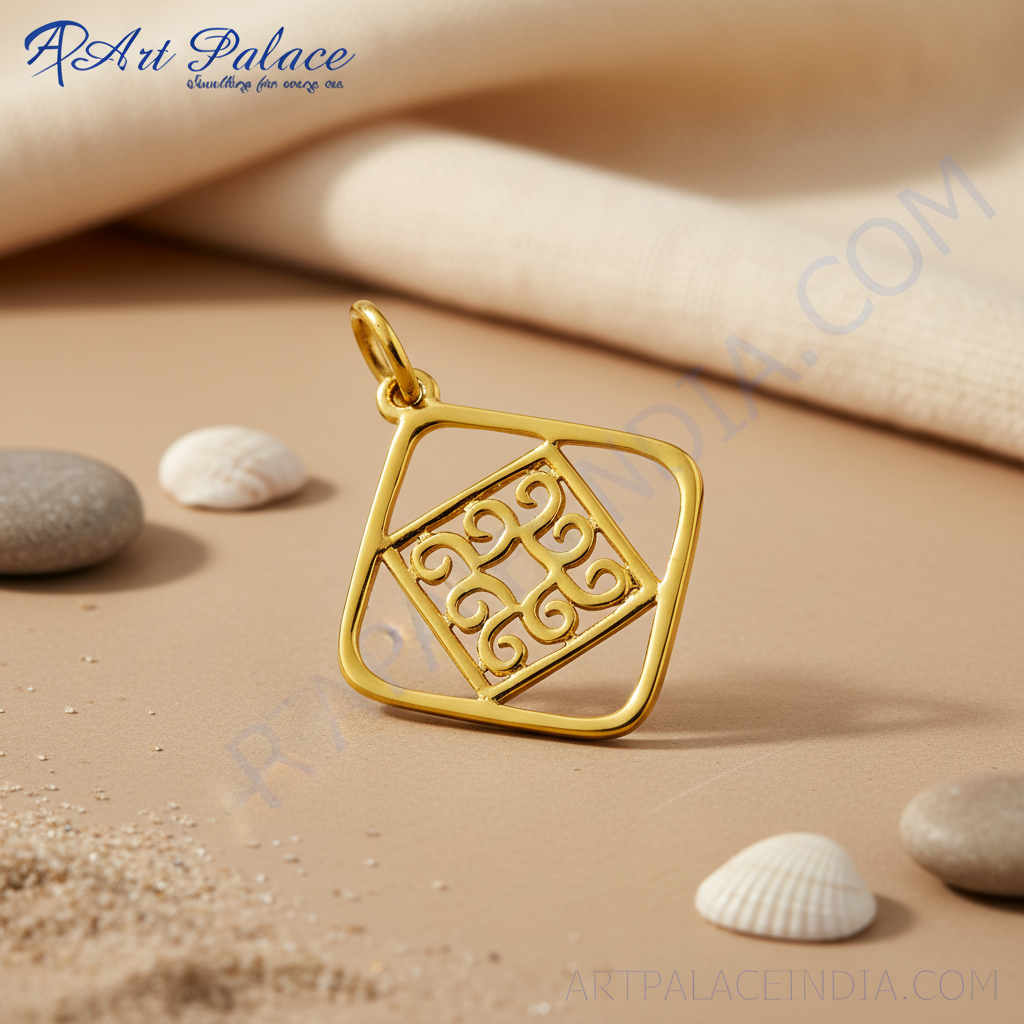 22k Gold Filigree Pendant for Women | Yellow Gold Jewelry Gift
