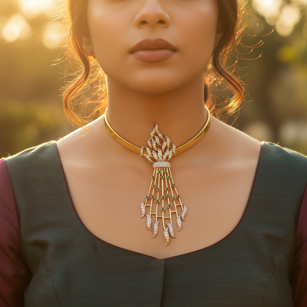Broche de oro con esmeralda y diamantes | Joyería de lujo para mujer