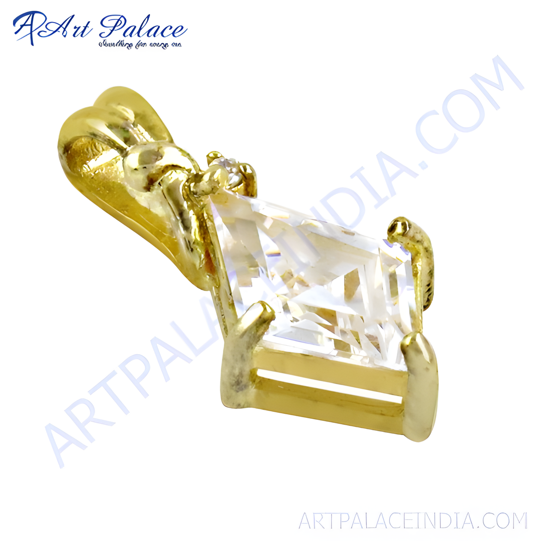 gold plating pendant with a diamond cut gemstone, perfect for women's daily wear