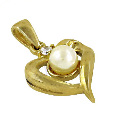 Gold plating pearl heart pendant for women | elegant jewelry