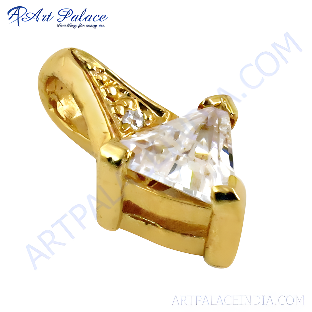 gold plating pendant featuring a brilliant trillion-cut diamond, designed for women and special occasions