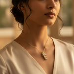 将图像加载到图库查看器中， 女士黄金立方氧化锆吊坠 | 精致礼物
